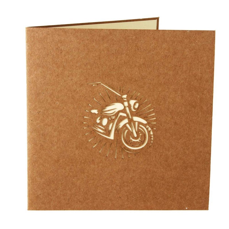ENJOYPRO Motorcycle Pop Up Card, 3D Laser Cut Birthday Card for Father, Pack of 1 - Image 2